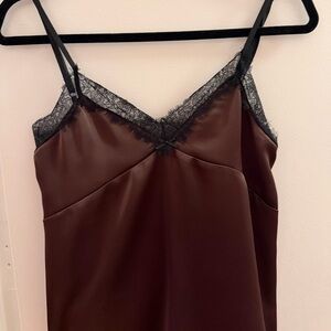 Zara Brown Satin Lace Trim Camisole